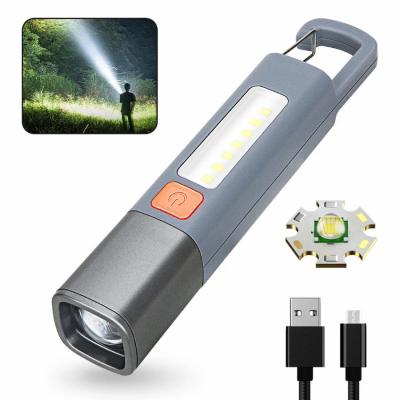 Smiling Shark SD1023 LED Torch Light XPE Super Bright Flashlight with Hook Camping Light USB Rechargeable Zoomable Water
