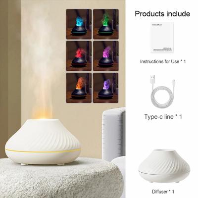 Volcanic Aroma Diffuser Essential Oil Lamp 130ml USB Portable Air Humidifier with Color Flame Night Light
