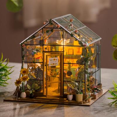 Baby House Kit Mini DIY Flower House Handmade 3D Puzzle Assembly Building Model Toys, Home Bedroom Decoration with Furniture