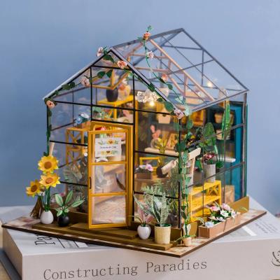 Baby House Kit Mini DIY Flower House Handmade 3D Puzzle Assembly Building Model Toys, Home Bedroom Decoration with Furniture