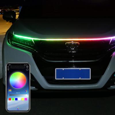 LED Daytime Running Light Scan Starting Car Hood Decorative Lights DRL Auto Engine Hood Guide Decorative Ambient Lamp 12V
