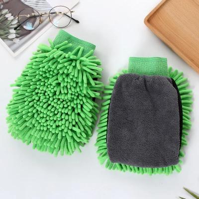 Microfiber Car Wash Gloves Chenille Waterproof Mitt Soft Mesh Back Double-faced Glove Mitt Wax Detailing Brush Car Cleaning Tool

