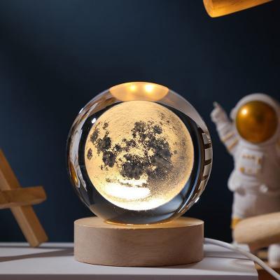 6cm 3D Crystal ball Crystal Planet Night Light Laser Engraved Solar System Globe Astronomy Birthday Gift Home Desktop Decoration