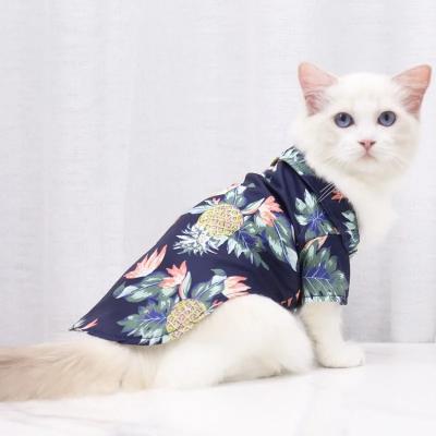 Small and medium-sized dog beach pineapple shirt Hawaiian pet dog cat golden retriever spring and summer season clothing