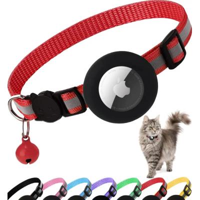 Airtag Cat Collar Breakaway, Reflective Kitten Collar with Apple Air Tag Holder and Bell for Girl Boy Cats, 0.4 Inches
