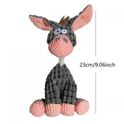 Fun Pet Toy Donkey Shape Corduroy Chew Toy For Dogs Puppy Squeaker Squeaky Plush Bone Molar Dog Toy Pet Training Dog Accessories