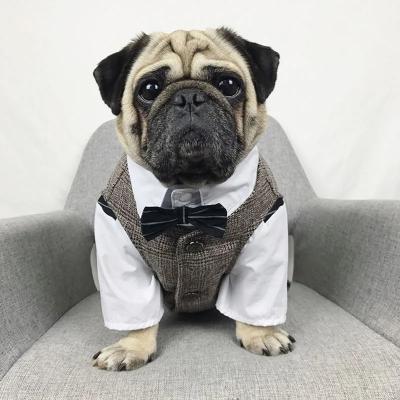 Dog Suit Gentleman Pet Clothes Wedding Vest Set Formal Shirt For Small Medium Large Dogs French Bulldog Puppy Outfit Pug Costume