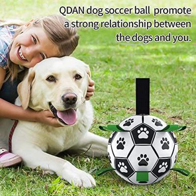 Dog Toys Soccer Ball with Straps, Interactive Dog Toys for Tug of War, Puppy Birthday Gifts, Dog Tug Toy, Dog Water Toy, Durable Dog Balls World Cup for Small & Medium Dogs