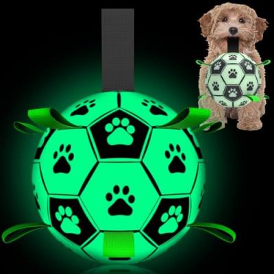 Dog Toys Soccer Ball with Straps, Interactive Dog Toys for Tug of War, Puppy Birthday Gifts, Dog Tug Toy, Dog Water Toy, Durable Dog Balls World Cup for Small & Medium Dogs