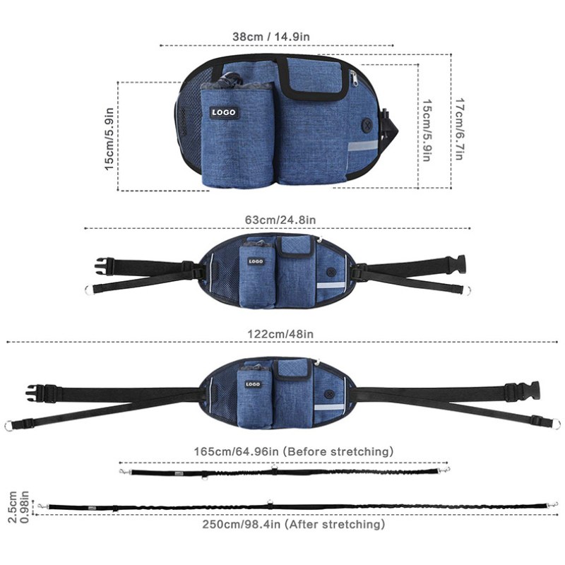 Dog Training Leash Waist Bag Hands-Free Outdoor Pet Running Walking Leash Portable Dog Food Water Cup Storage Bags thumbnail 7